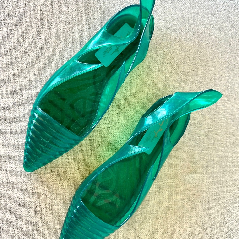 RARE VINTAGE - THIERRY MUGLER "Apollo" Green Jelly Shoes - Picture 6 of 12